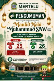 Kantor Pelayanan Pemerintah Kalurahan Mertelu Libur dalam Rangka Maulid Nabi Muhammad SAW